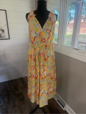 Velvet by Graham & Spencer Yellow Multicolor Floral Fit & Flare Midi Dress M